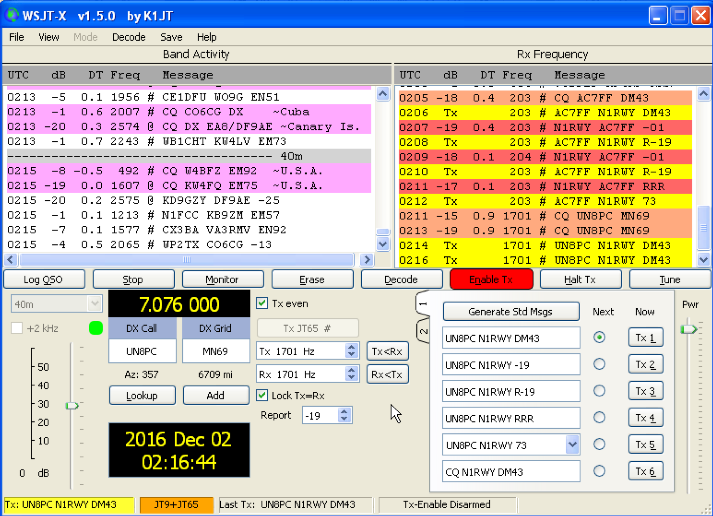 AC7FF and N1RWY on JT65