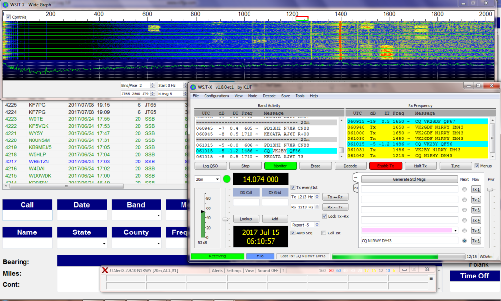 working stations in the FT8 mode