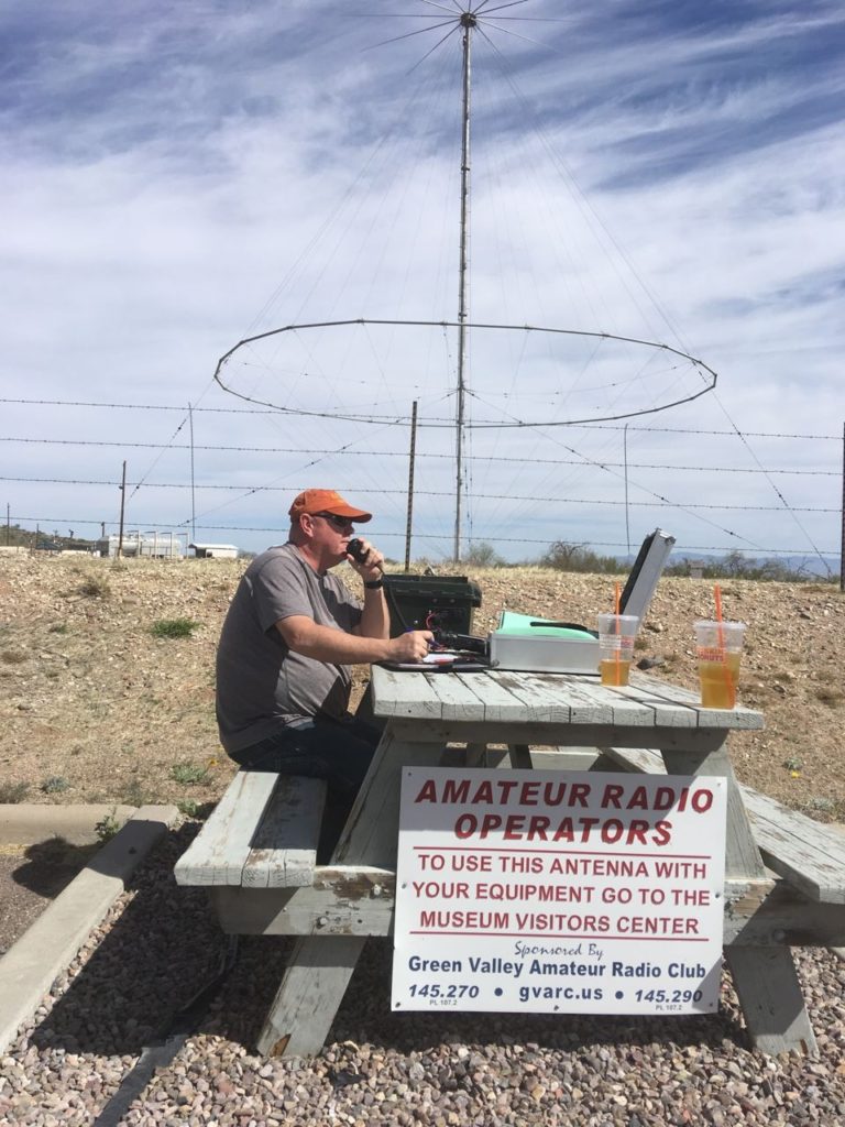 image od Dave working stations on the discone antenna