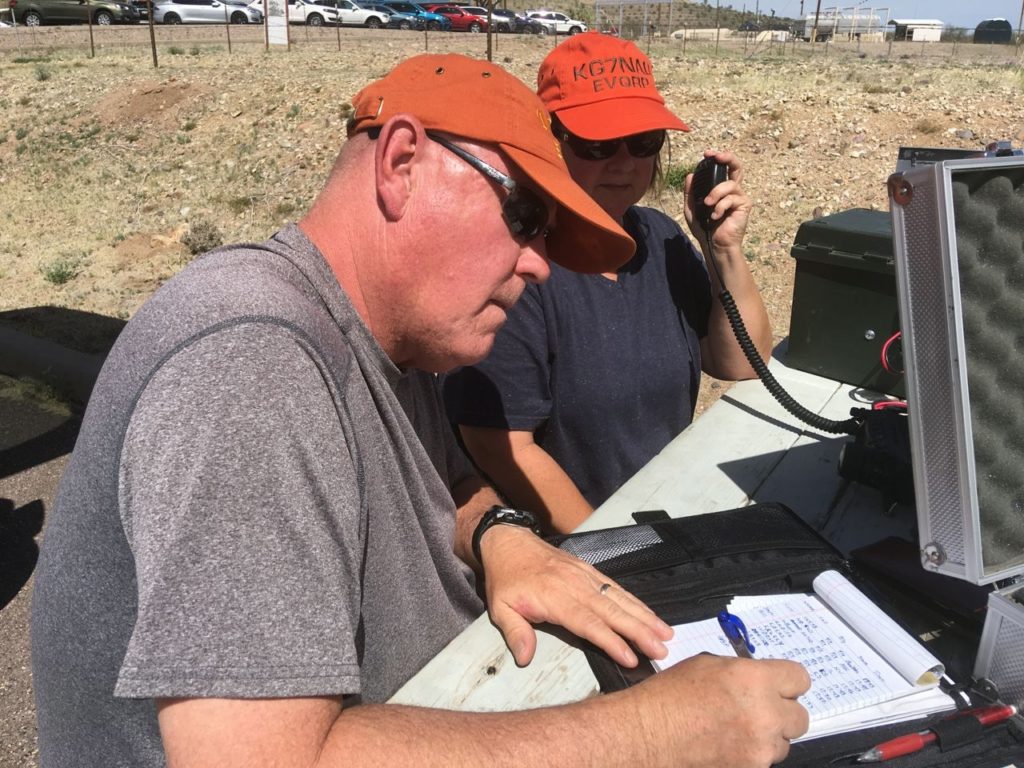 Dave and Christi working stations